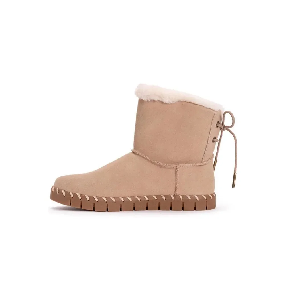 MUK LUKS Flexi Albany Women’s Sand/Beige Snow Boots Lace Back New 6